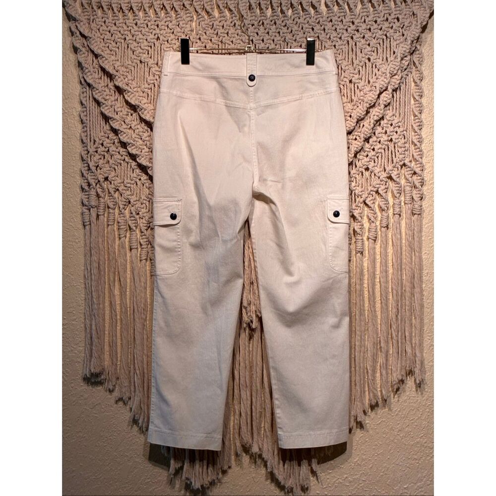 St. John St.John Ivory Off White Cargo Jeans Pants Slacks Size 10 - Picture 2 of 10